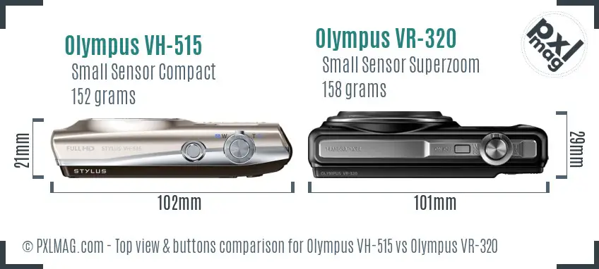 Olympus VH-515 vs Olympus VR-320 top view buttons comparison