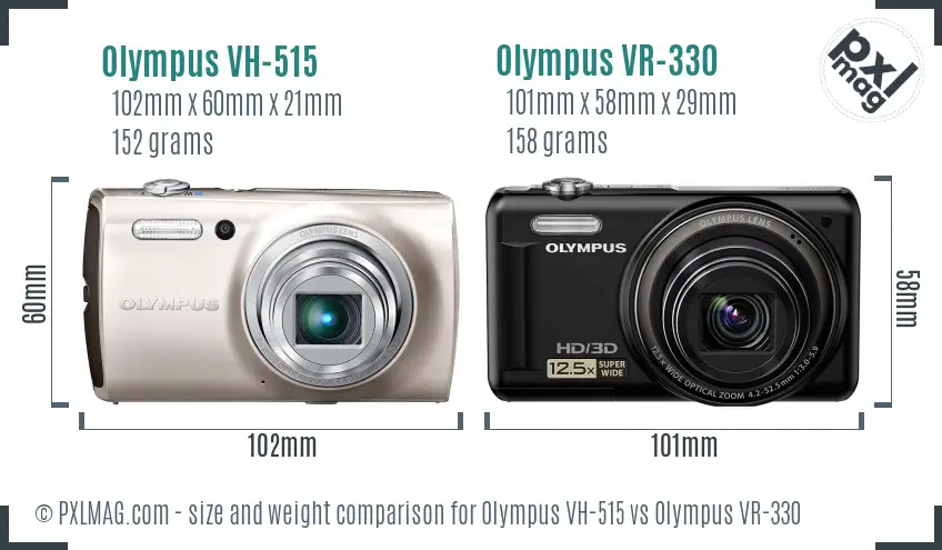 Olympus VH-515 vs Olympus VR-330 size comparison