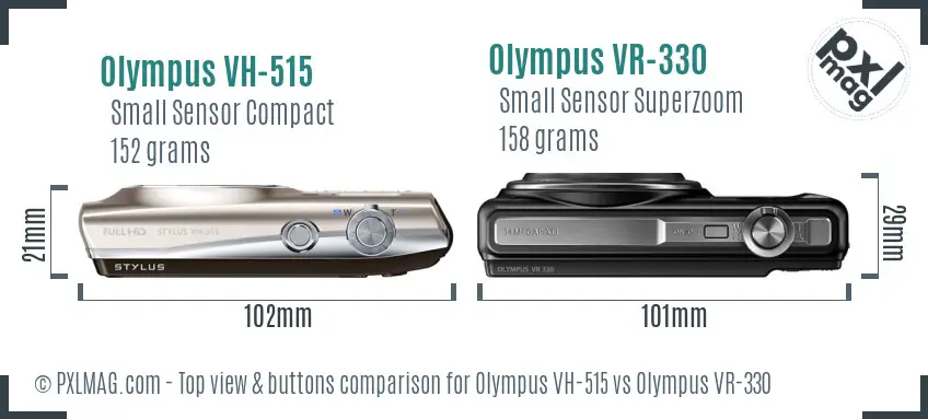 Olympus VH-515 vs Olympus VR-330 top view buttons comparison