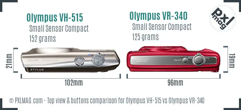 Olympus VH-515 vs Olympus VR-340 top view buttons comparison