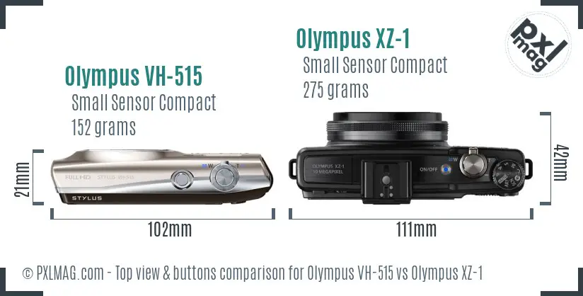 Olympus VH-515 vs Olympus XZ-1 top view buttons comparison