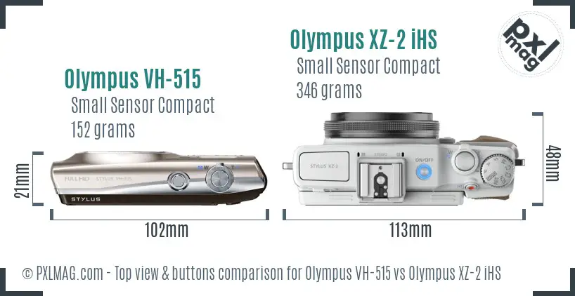 Olympus VH-515 vs Olympus XZ-2 iHS top view buttons comparison