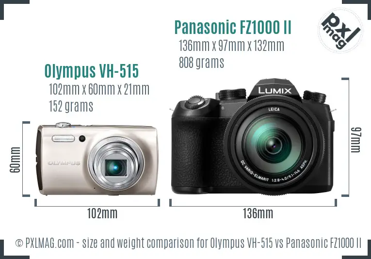 Olympus VH-515 vs Panasonic FZ1000 II size comparison