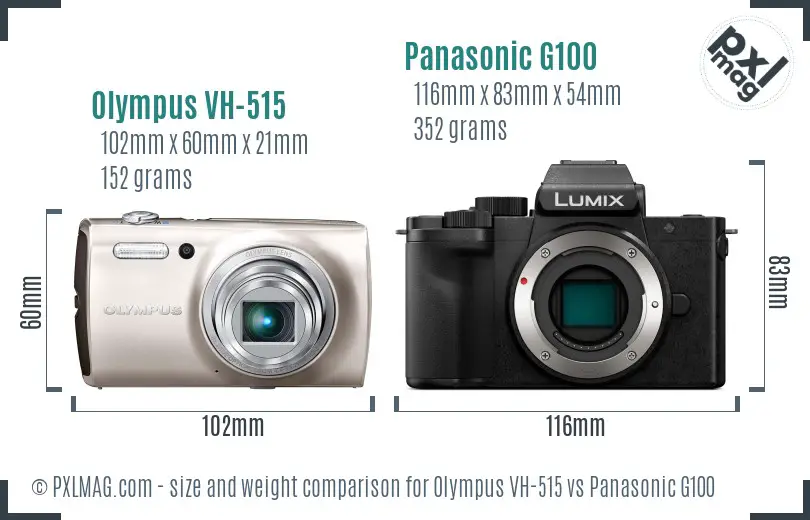 Olympus VH-515 vs Panasonic G100 size comparison