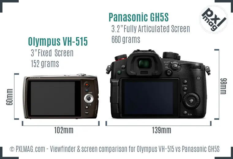 Olympus VH-515 vs Panasonic GH5S Screen and Viewfinder comparison