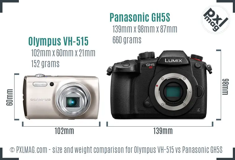 Olympus VH-515 vs Panasonic GH5S size comparison