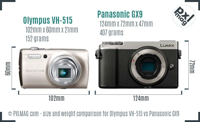 Olympus VH-515 vs Panasonic GX9 size comparison