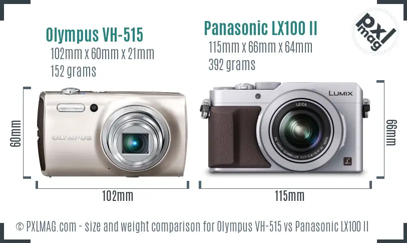 Olympus VH-515 vs Panasonic LX100 II size comparison