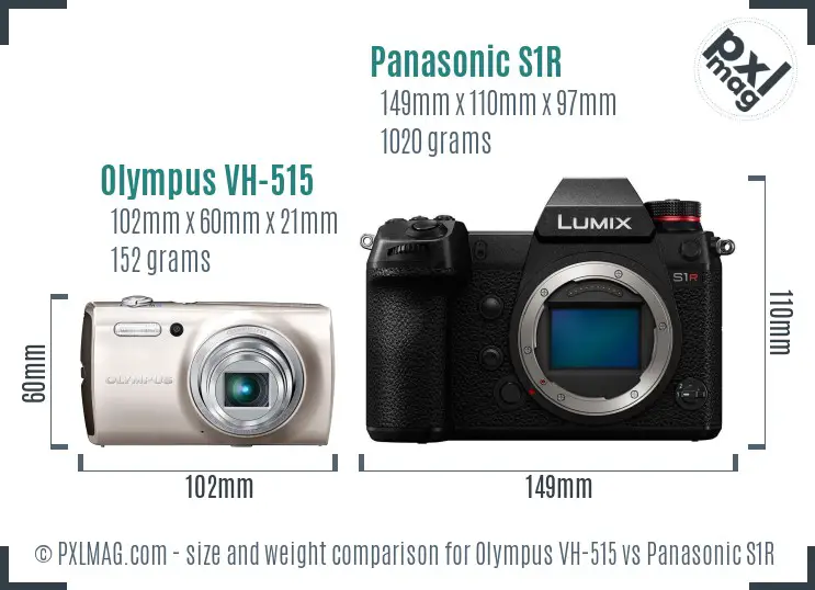 Olympus VH-515 vs Panasonic S1R size comparison