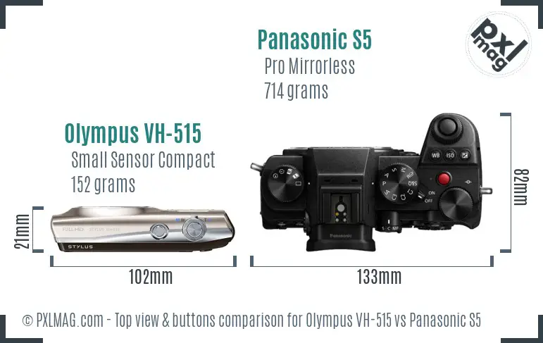 Olympus VH-515 vs Panasonic S5 top view buttons comparison