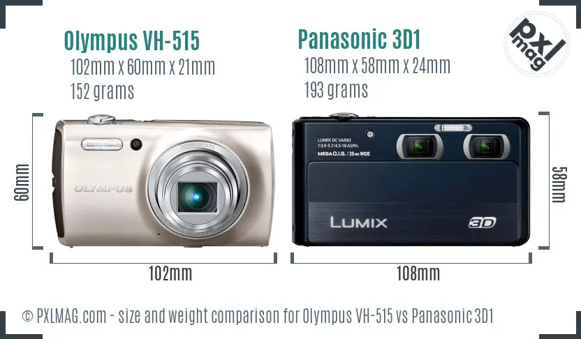 Olympus VH-515 vs Panasonic 3D1 size comparison