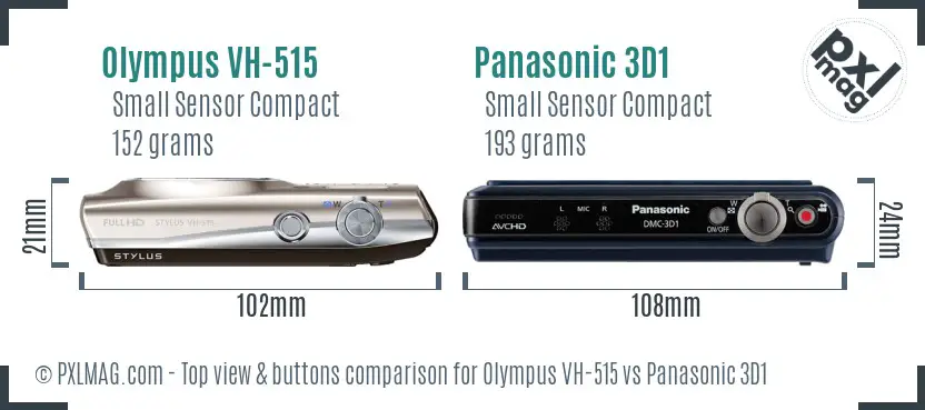 Olympus VH-515 vs Panasonic 3D1 top view buttons comparison