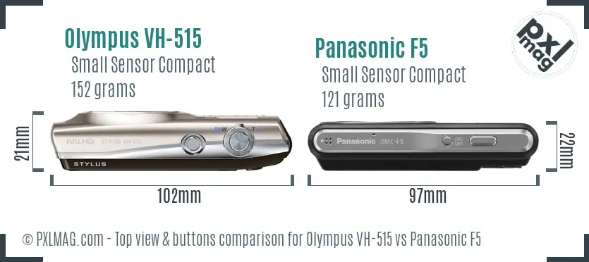 Olympus VH-515 vs Panasonic F5 top view buttons comparison