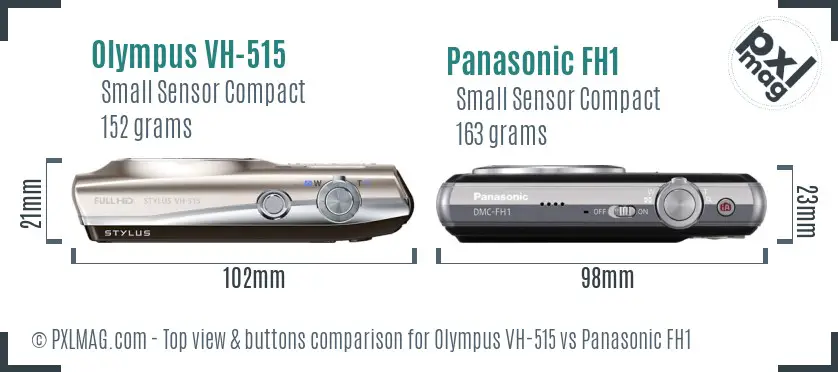 Olympus VH-515 vs Panasonic FH1 top view buttons comparison