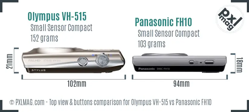 Olympus VH-515 vs Panasonic FH10 top view buttons comparison