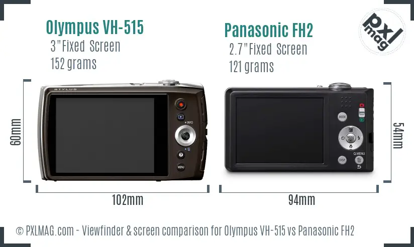 Olympus VH-515 vs Panasonic FH2 Screen and Viewfinder comparison