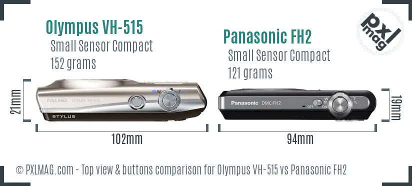 Olympus VH-515 vs Panasonic FH2 top view buttons comparison