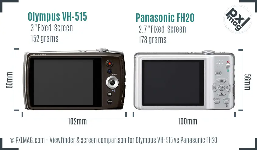 Olympus VH-515 vs Panasonic FH20 Screen and Viewfinder comparison