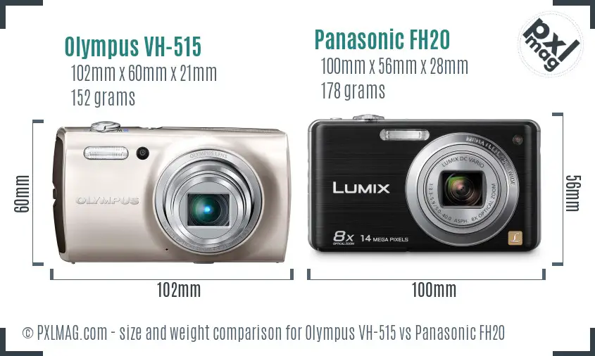 Olympus VH-515 vs Panasonic FH20 size comparison