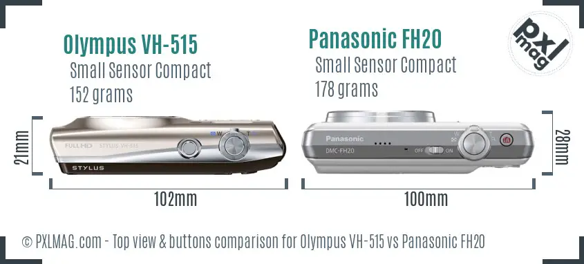 Olympus VH-515 vs Panasonic FH20 top view buttons comparison