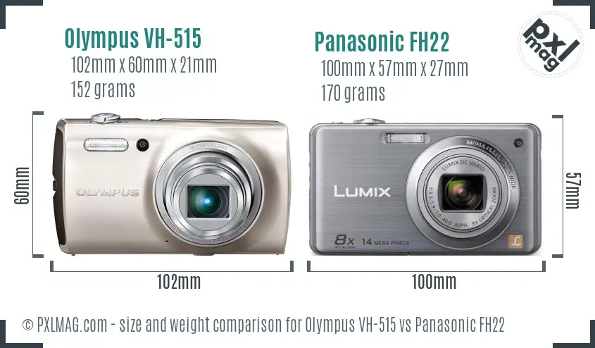 Olympus VH-515 vs Panasonic FH22 size comparison