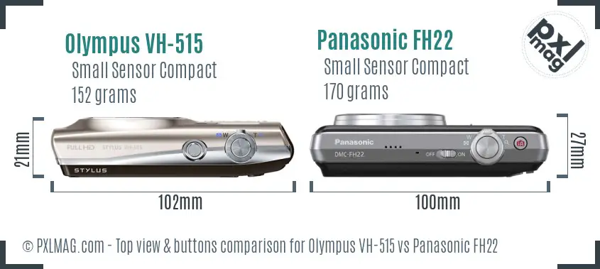 Olympus VH-515 vs Panasonic FH22 top view buttons comparison