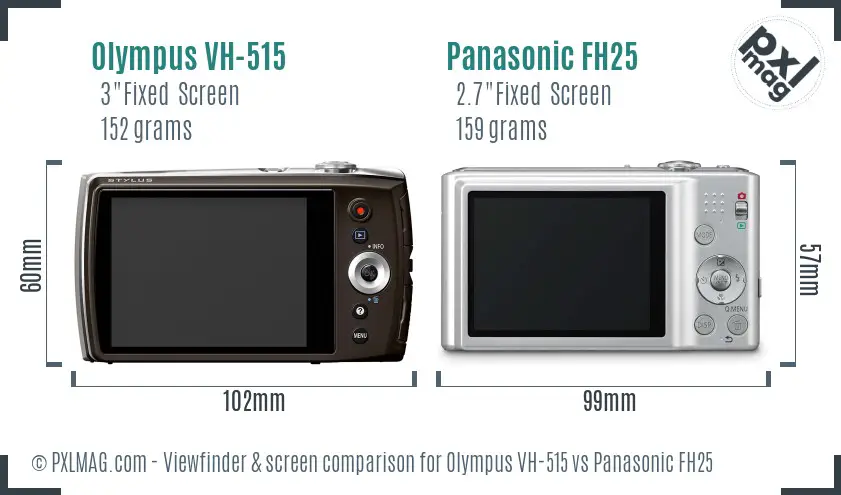 Olympus VH-515 vs Panasonic FH25 Screen and Viewfinder comparison
