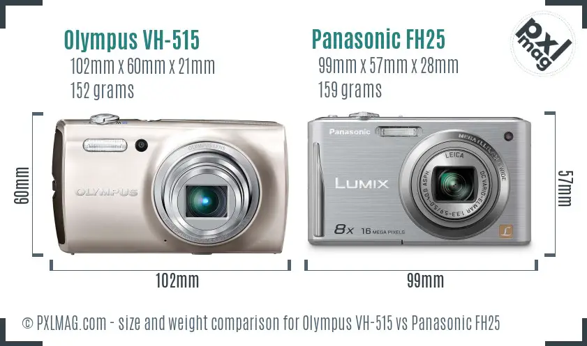 Olympus VH-515 vs Panasonic FH25 size comparison