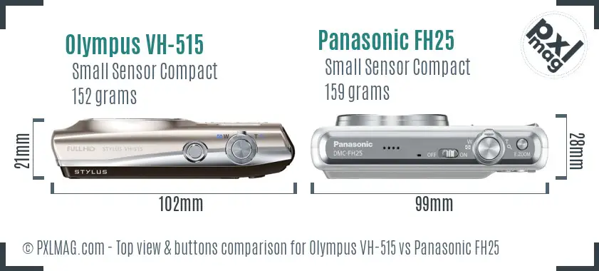 Olympus VH-515 vs Panasonic FH25 top view buttons comparison
