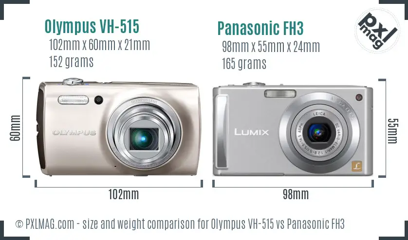 Olympus VH-515 vs Panasonic FH3 size comparison
