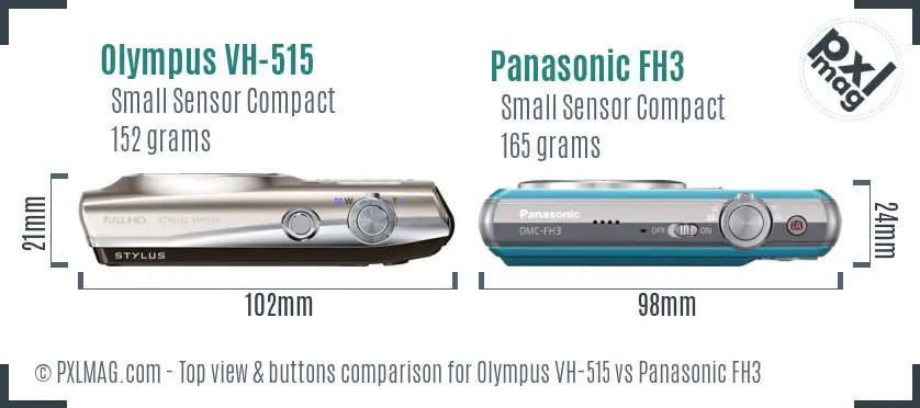 Olympus VH-515 vs Panasonic FH3 top view buttons comparison