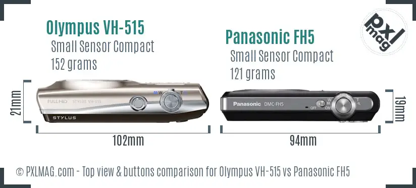 Olympus VH-515 vs Panasonic FH5 top view buttons comparison