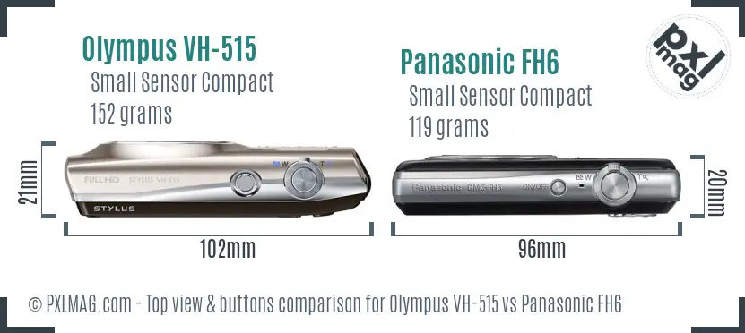 Olympus VH-515 vs Panasonic FH6 top view buttons comparison