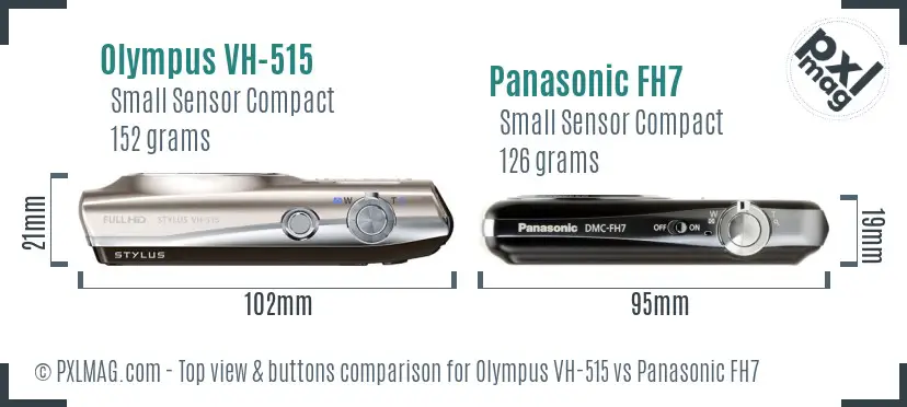 Olympus VH-515 vs Panasonic FH7 top view buttons comparison
