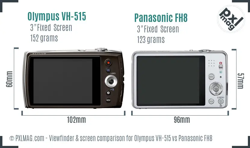 Olympus VH-515 vs Panasonic FH8 Screen and Viewfinder comparison