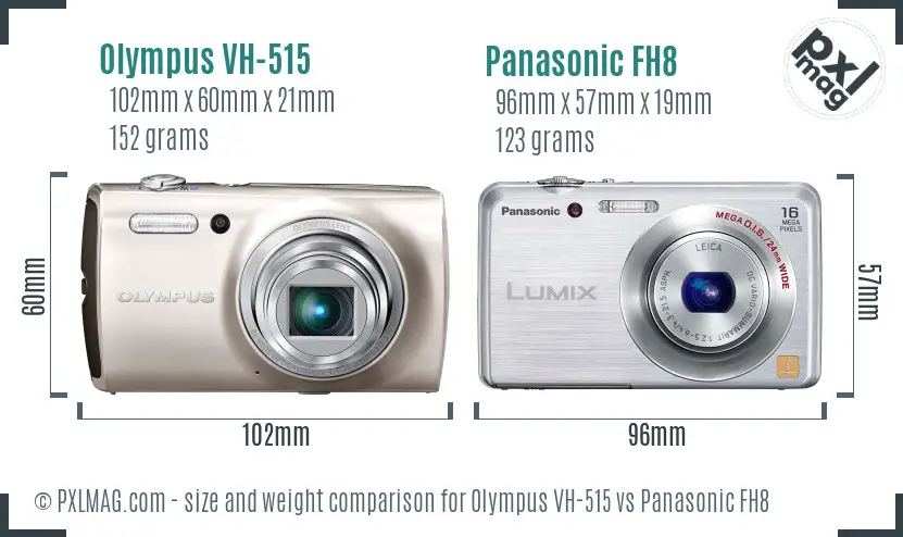 Olympus VH-515 vs Panasonic FH8 size comparison