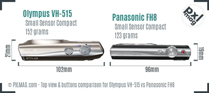 Olympus VH-515 vs Panasonic FH8 top view buttons comparison