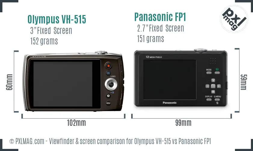Olympus VH-515 vs Panasonic FP1 Screen and Viewfinder comparison