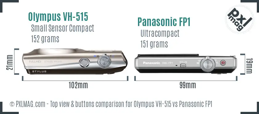 Olympus VH-515 vs Panasonic FP1 top view buttons comparison