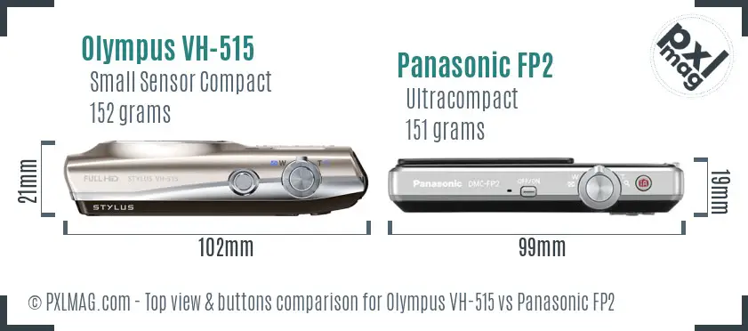 Olympus VH-515 vs Panasonic FP2 top view buttons comparison