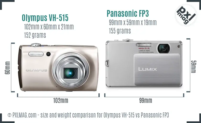 Olympus VH-515 vs Panasonic FP3 size comparison