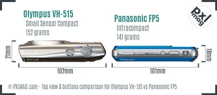 Olympus VH-515 vs Panasonic FP5 top view buttons comparison
