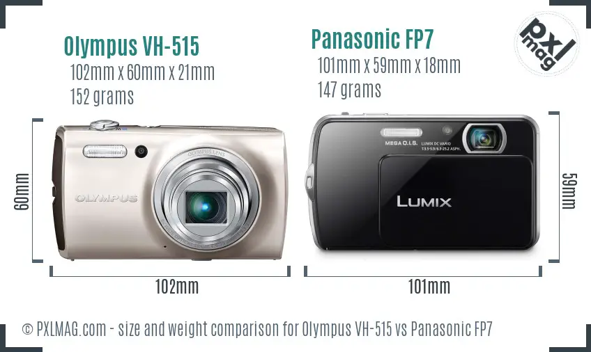 Olympus VH-515 vs Panasonic FP7 size comparison