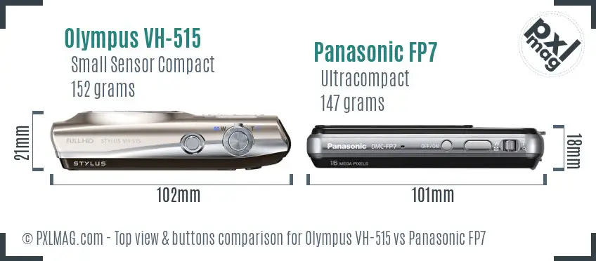 Olympus VH-515 vs Panasonic FP7 top view buttons comparison