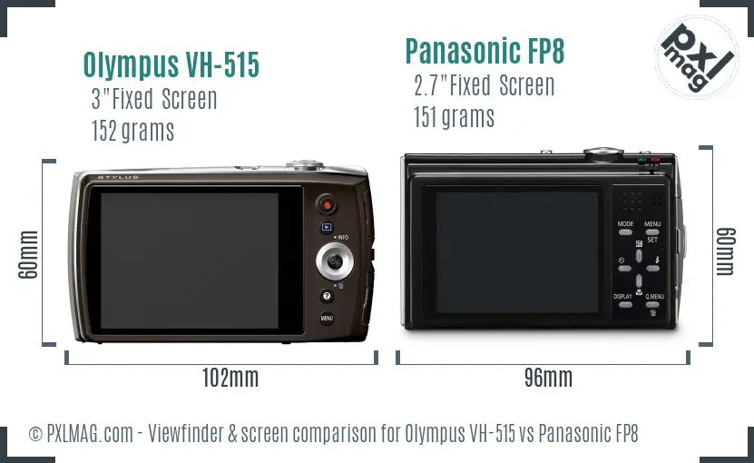 Olympus VH-515 vs Panasonic FP8 Screen and Viewfinder comparison