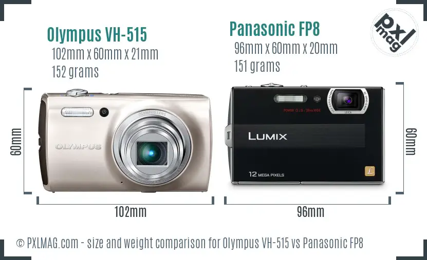 Olympus VH-515 vs Panasonic FP8 size comparison
