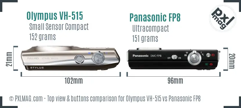 Olympus VH-515 vs Panasonic FP8 top view buttons comparison