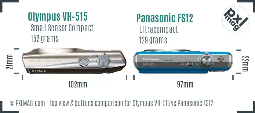 Olympus VH-515 vs Panasonic FS12 top view buttons comparison