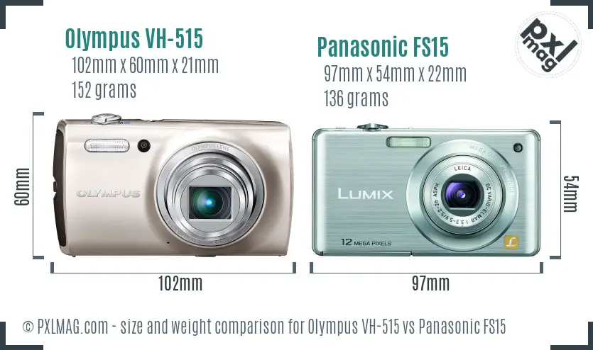 Olympus VH-515 vs Panasonic FS15 size comparison