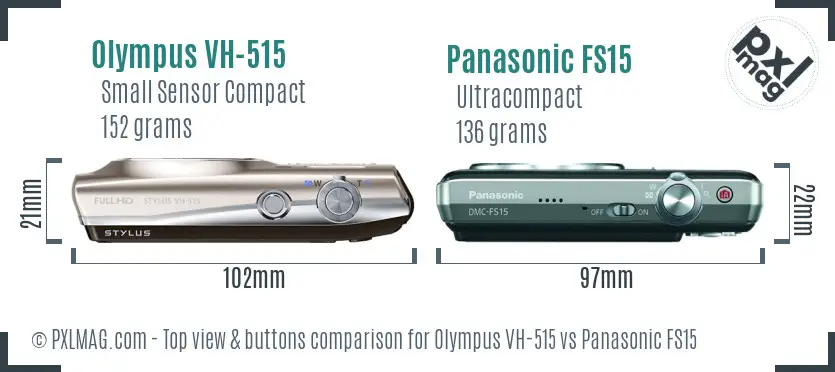 Olympus VH-515 vs Panasonic FS15 top view buttons comparison